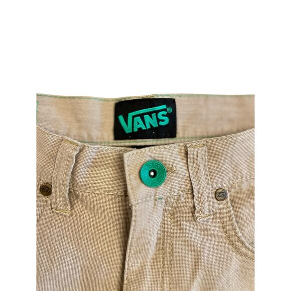 VANS BOYS LONG SKATEBOARD SHORTS VINTAGE TAN AND GREEN POCKETS SIZE 16 - Picture 7 of 12